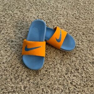 Nike Kids Bright Orange and Blue Sandals